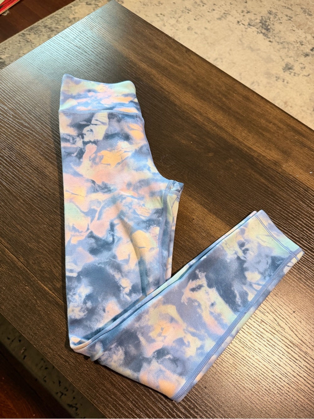 Athleta Kids Blue & Pink Tie-Dye Active Leggings